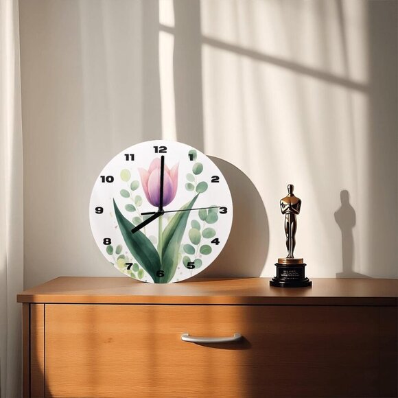 Elegant Tulip-Inspired Floral Wall Clock: Modern Timepiece for Home Decor - Picture 2 of 7